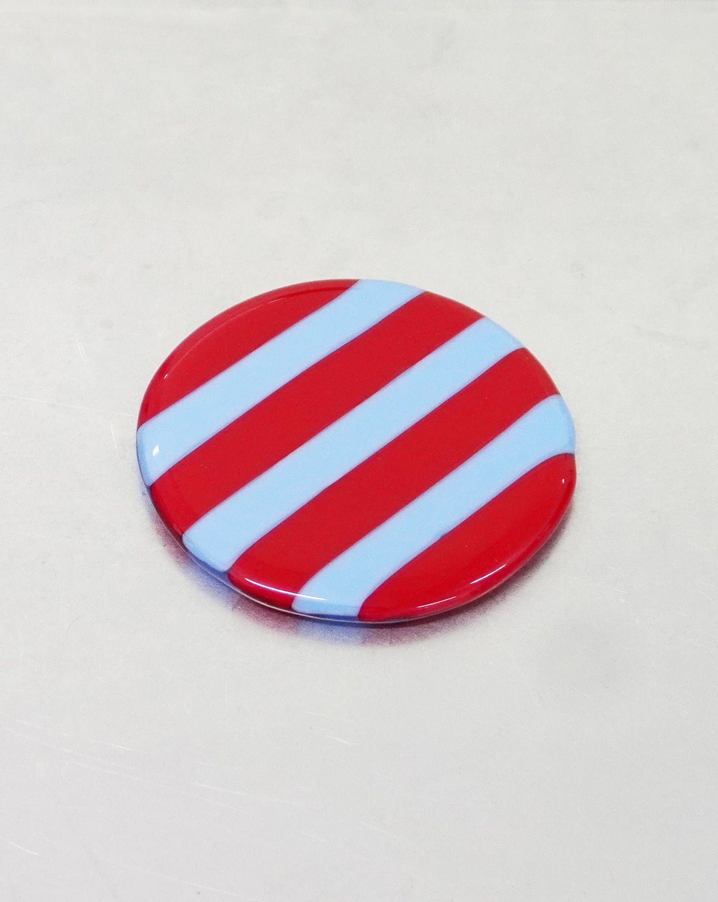 Dot - Red/Baby Blue Stripe Glass Coaster